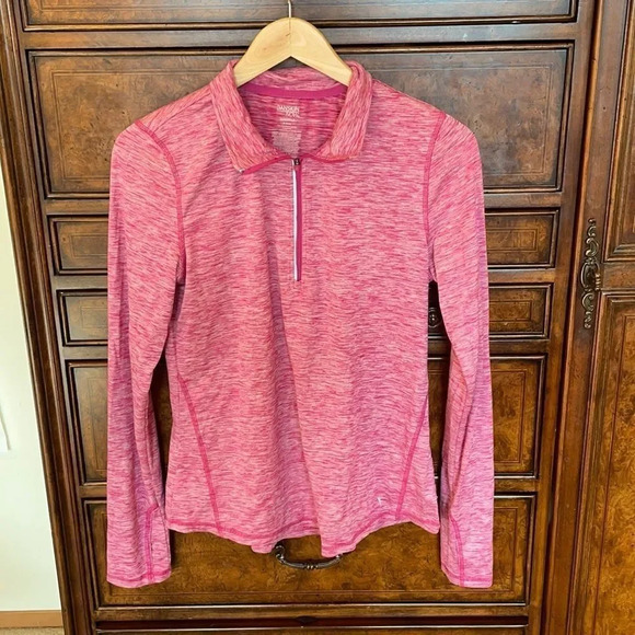 Danskin Now Semi Fitted woman’s pink and white long sleeve top - Picture 1 of 8